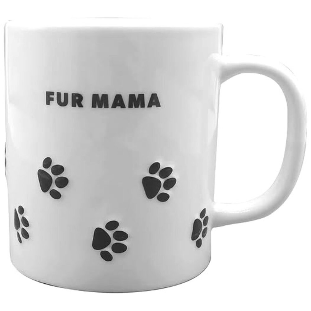 "Fur mama" paw print White with black coffee Mug/ cup